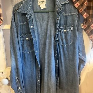 Wrangler Blue Denim Button-Down Shirt